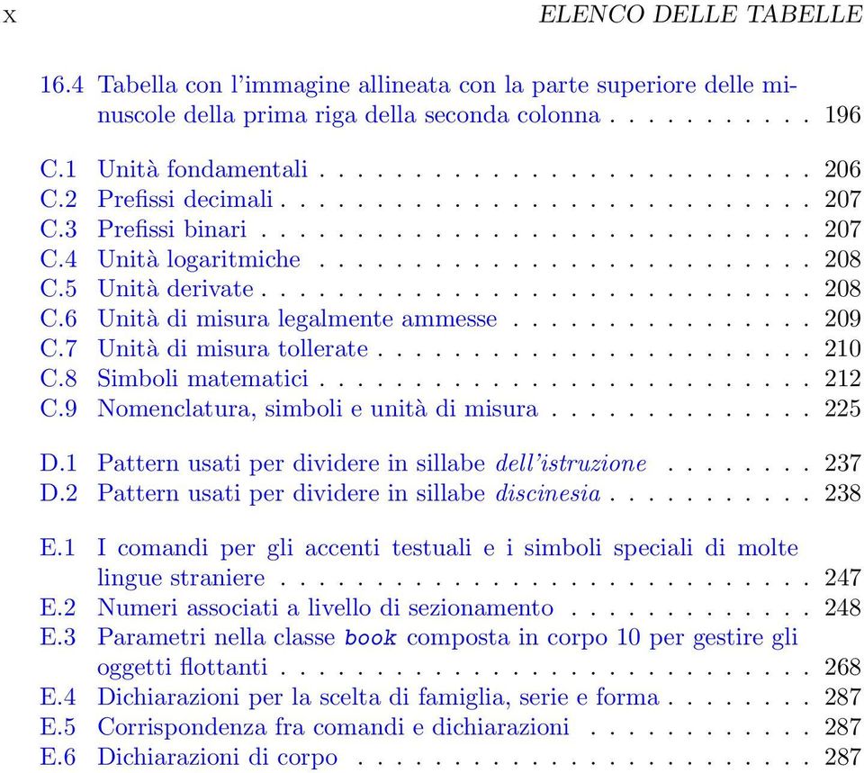 ............... 209 C.7 Unità di misura tollerate....................... 210 C.8 Simboli matematici.......................... 212 C.9 Nomenclatura, simboli e unità di misura.............. 225 D.