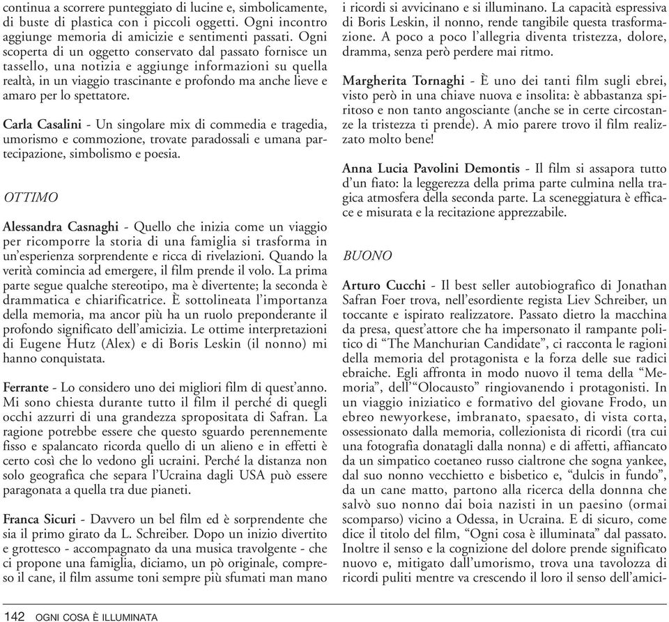 spettatore. Carla Casalini - Un singolare mix di commedia e tragedia, umorismo e commozione, trovate paradossali e umana partecipazione, simbolismo e poesia.