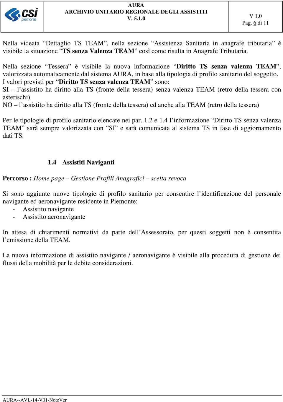 I valori previsti per Diritto TS senza valenza TEAM sono: SI l assistito ha diritto alla TS (fronte della tessera) senza valenza TEAM (retro della tessera con asterischi) NO l assistito ha diritto