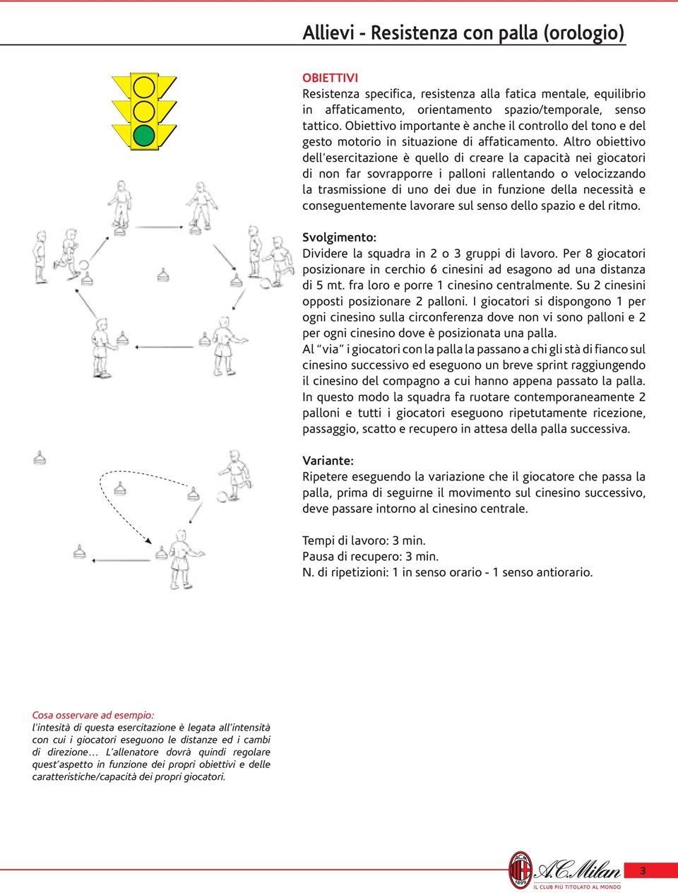 Altro obiettivo dell esercitazione è quello di creare la capacità nei giocatori di non far sovrapporre i palloni rallentando o velocizzando la trasmissione di uno dei due in funzione della necessità