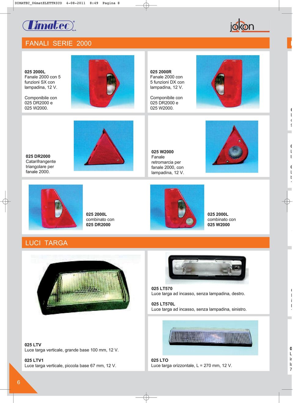 25 W2 Fanale retromarcia per fanale 2, con lampadina, 12 V.