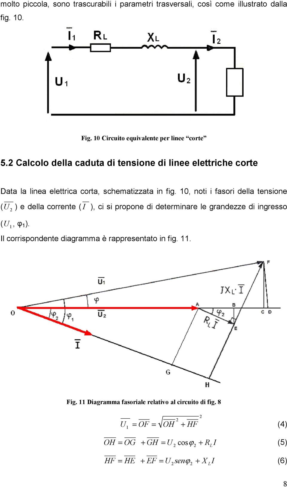 10, noti i fasori della tensione ( U ) e della corrente ( I ), ci si propone di determinare le grandezze di ingresso ( U 1, φ 1 ).