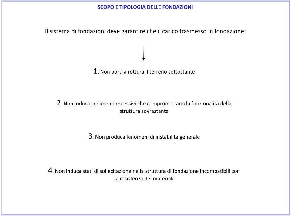 Non induca cedimenti eccessivi che compromettano la funzionalità della struttura sovrastante 3.