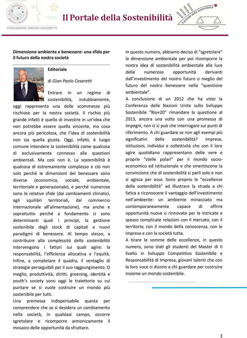 Il rischio più grande infatti è quello di investire in un idea che non potrebbe essere quella vincente, ma cosa ancora più pericolosa, che l idea di sostenibilità non sia quella giusta.