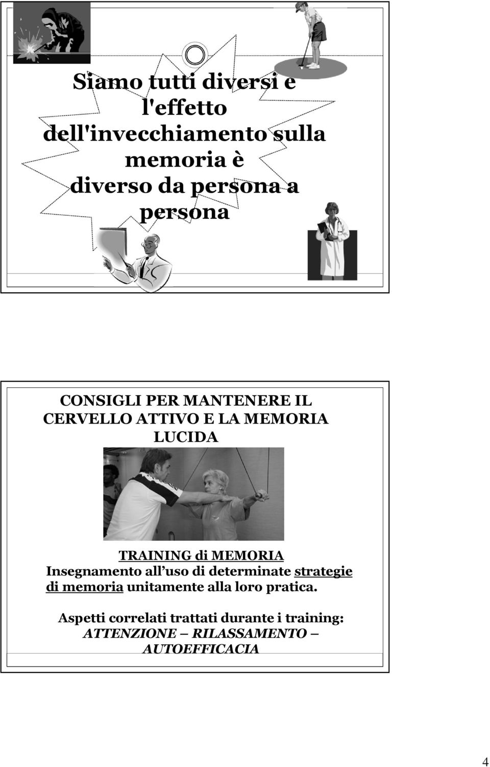 MEMORIA Insegnamento all uso di determinate strategie di memoria unitamente alla loro