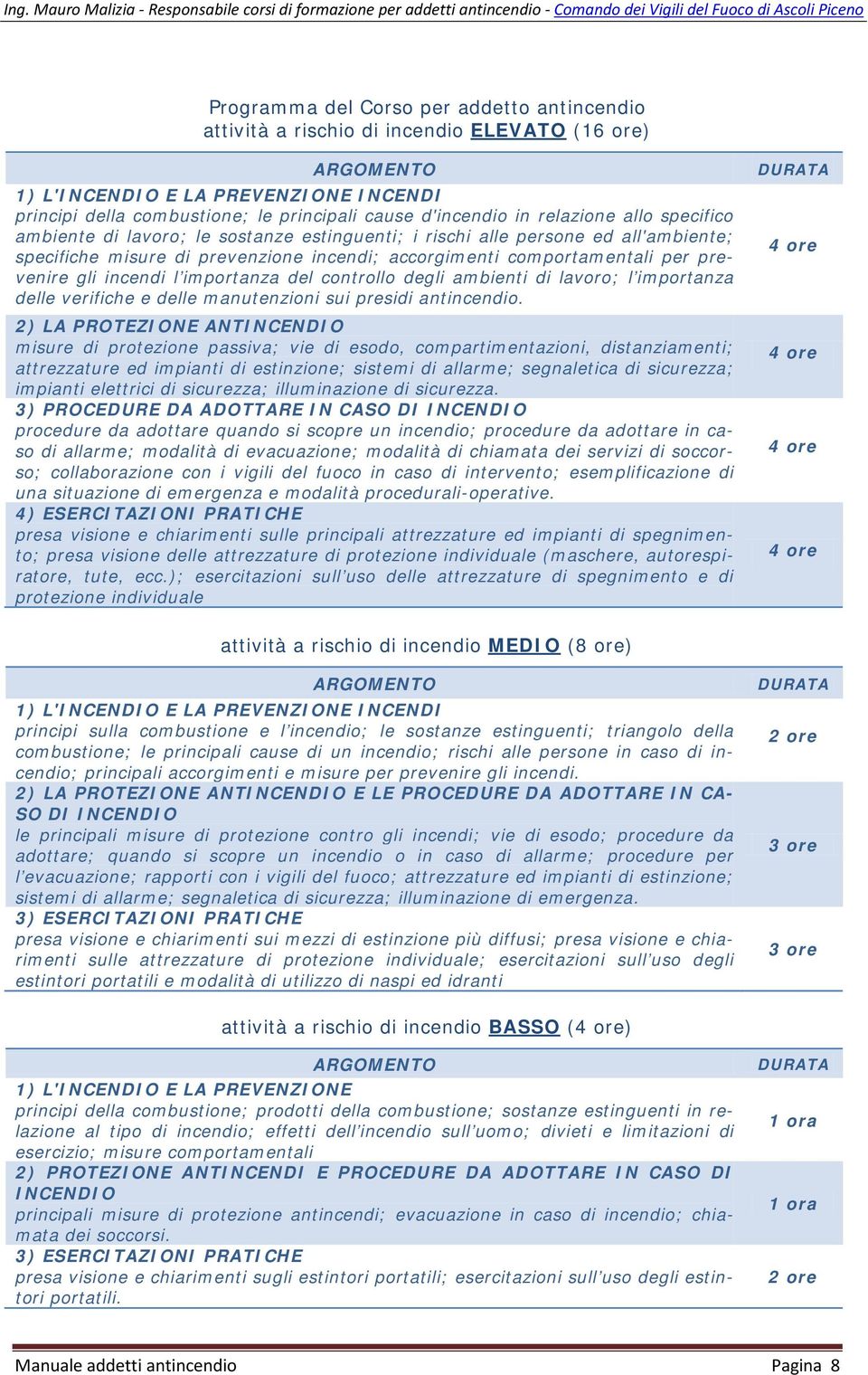 gli incendi l importanza del controllo degli ambienti di lavoro; l importanza delle verifiche e delle manutenzioni sui presidi antincendio.