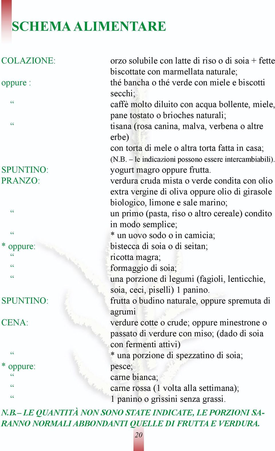 le indicazioni possono essere intercambiabili). SPUNTINO: yogurt magro oppure frutta.