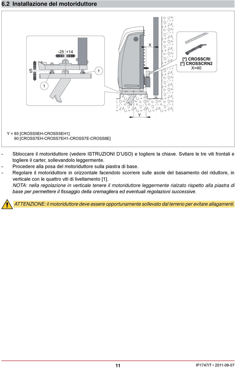 - Procedere alla posa del motoriduttore sulla piastra di base.