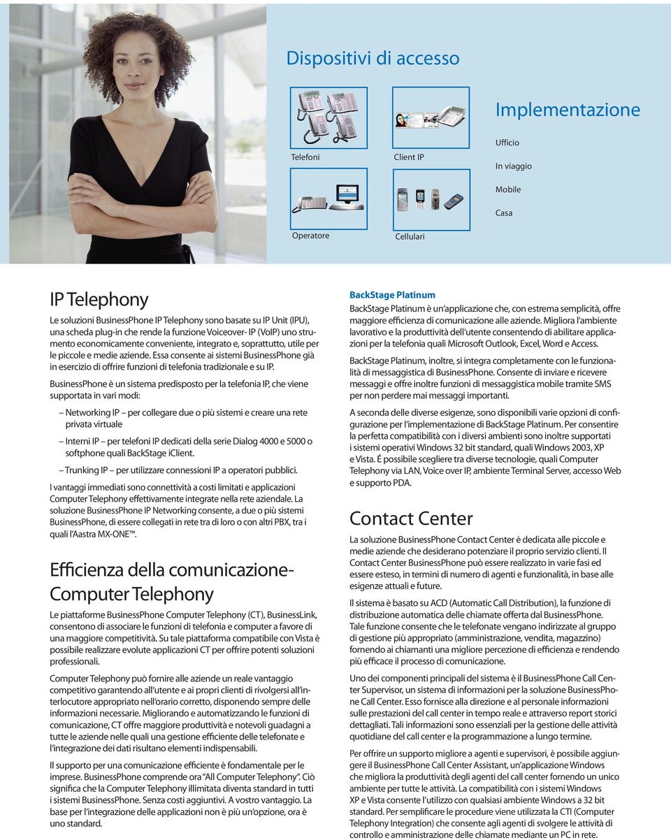 Essa consente ai sistemi BusinessPhone già in esercizio di offrire funzioni di telefonia tradizionale e su IP.