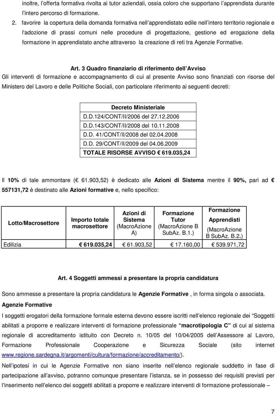 formazione in apprendistato anche attraverso la creazione di reti tra Agenzie Formative. Art.