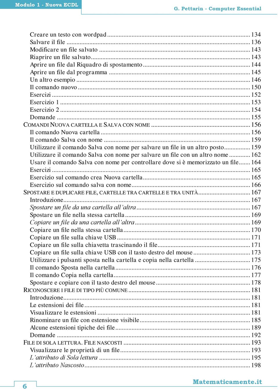 .. 154 Domande... 155 COMANDI NUOVA CARTELLA E SALVA CON NOME... 156 Il comando Nuova cartella... 156 Il comando Salva con nome.