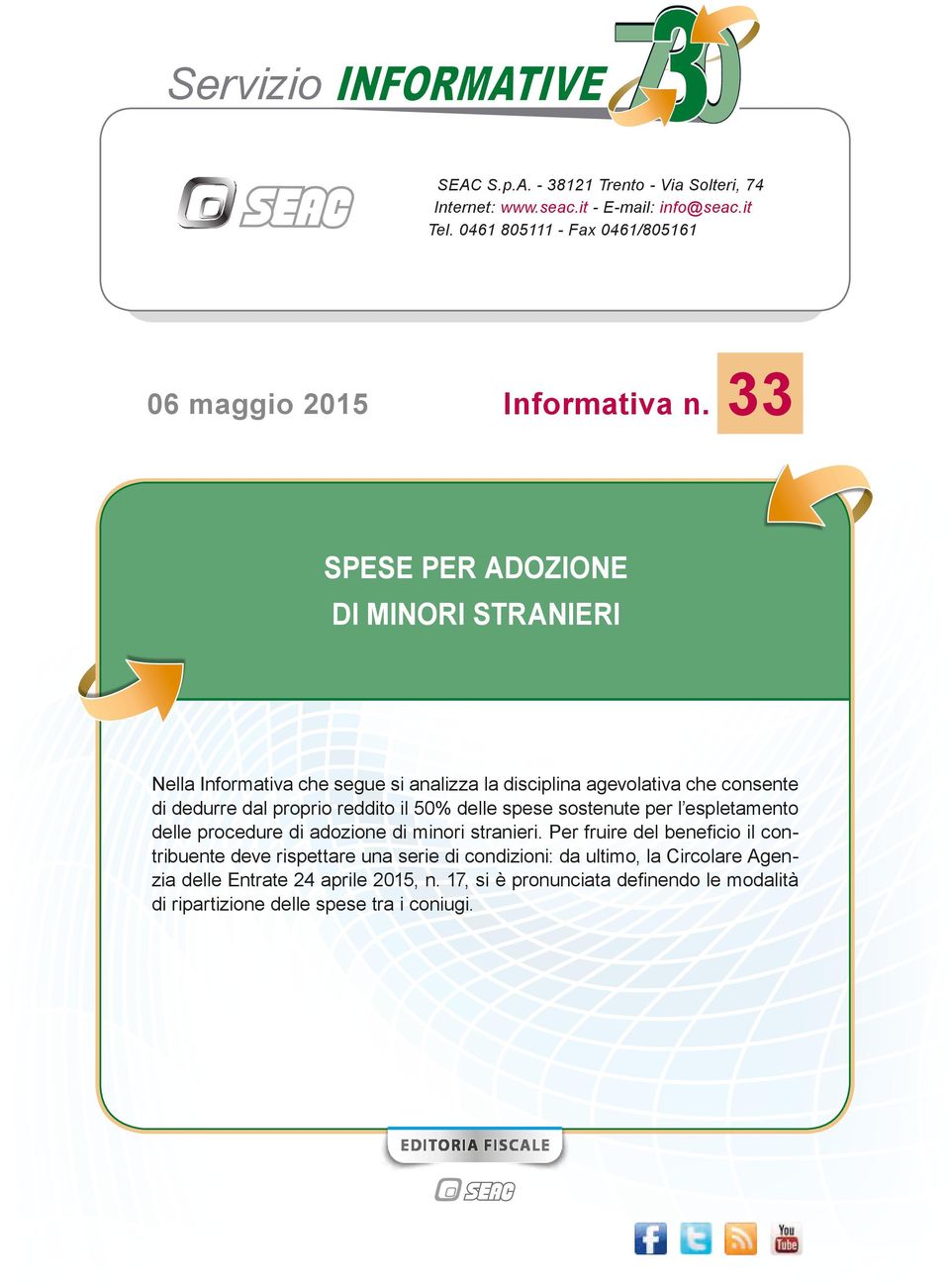 delle spese sostenute per l espletamento delle procedure di adozione di minori stranieri.