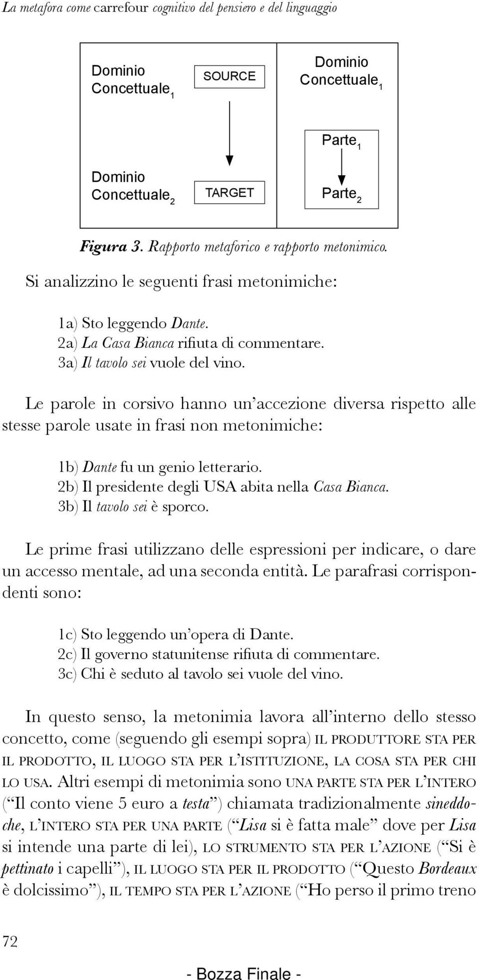 Le parole in corsivo hanno un accezione diversa rispetto alle stesse parole usate in frasi non metonimiche: 1b) Dante fu un genio letterario. 2b) Il presidente degli USA abita nella Casa Bianca.