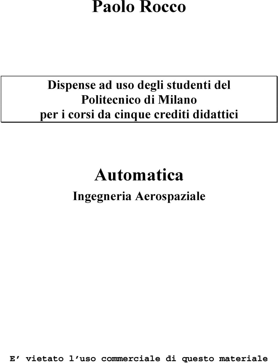 crediti didattici Automatica Ingegneria