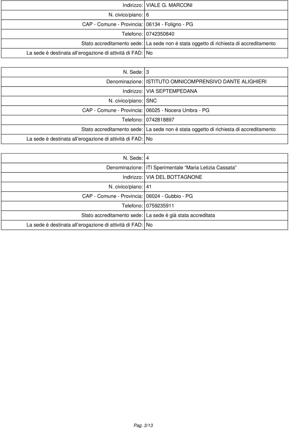 erogazione di attività di FAD: No N. Sede: 3 Denominazione: ISTITUTO OMNICOMPRENSIVO DANTE ALIGHIERI Indirizzo: VIA SEPTEMPEDANA N.