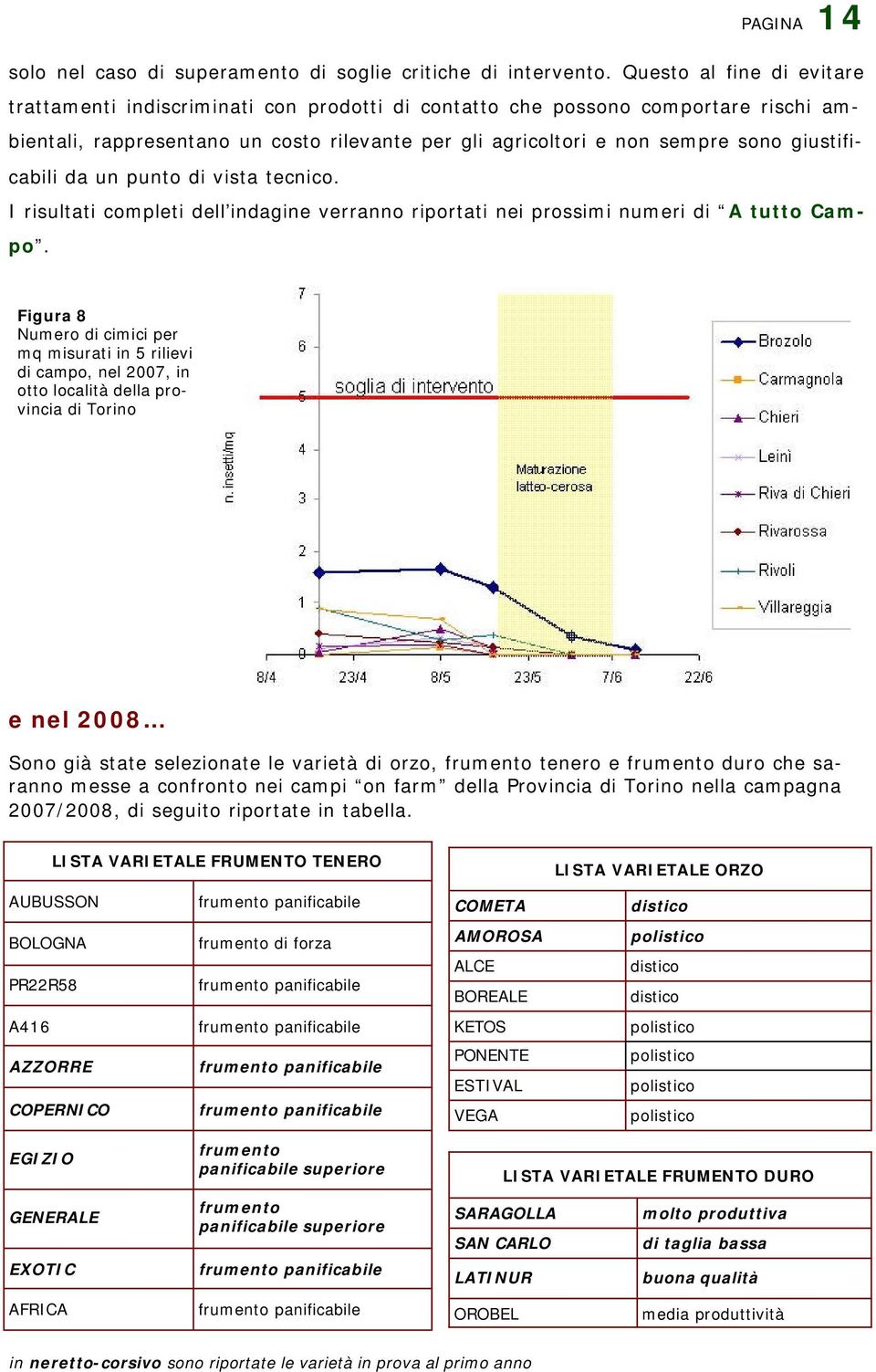 giustificabili da un punto di vista tecnico. I risultati completi dell indagine verranno riportati nei prossimi numeri di A tutto Campo.