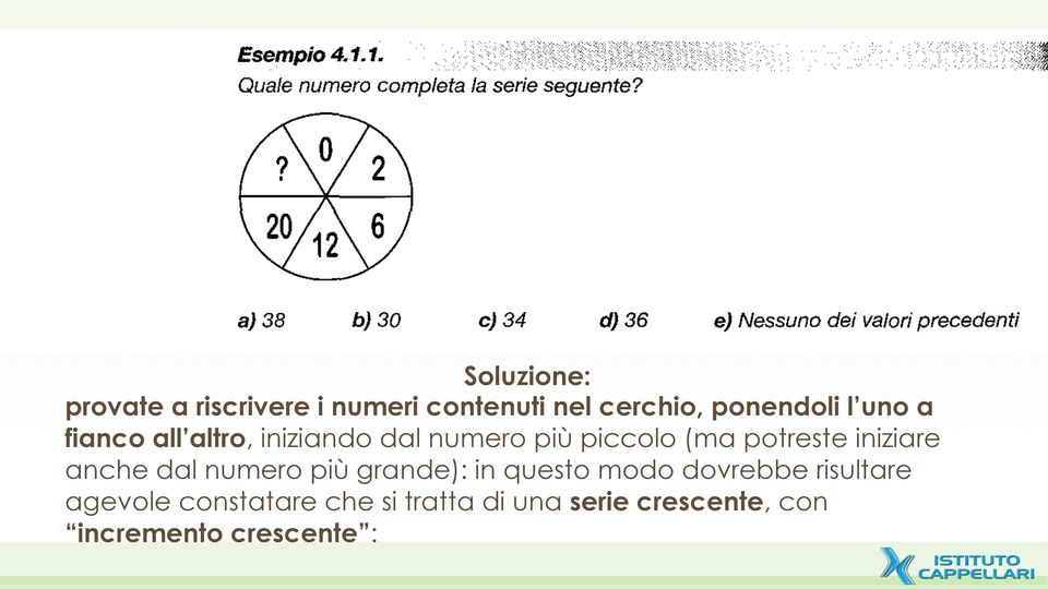 iniziare anche dal numero più grande): in questo modo dovrebbe risultare