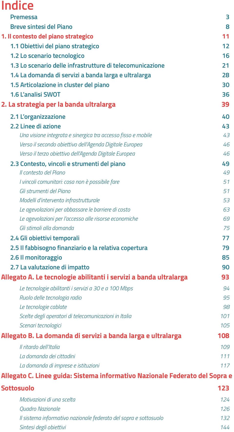 La strategia per la banda ultralarga 39 2.1 L organizzazione 40 2.