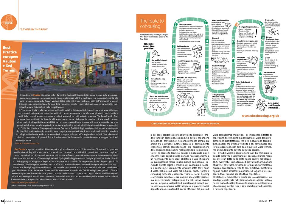 Una grande spinta alla realizzazione è venuta dal Forum Vauban, l Ong nata nel 1994 e scelta nel 1995 dall amministrazione di Friburgo come rappresentante formale della comunità, nonché responsabile