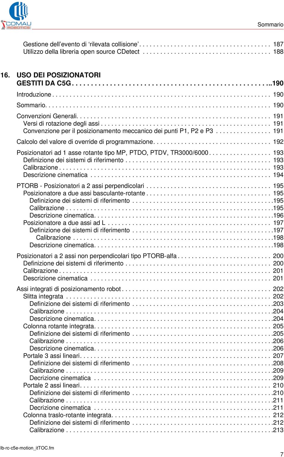 ................................................................ 190 Convenzioni Generali........................................................ 191 Versi di rotazione degli assi.