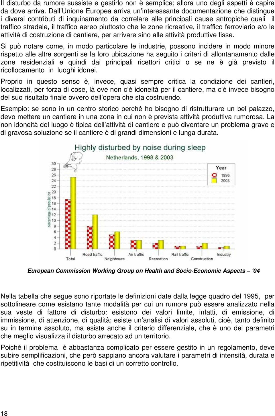 aereo piuttosto che le zone ricreative, il traffico ferroviario e/o le attività di costruzione di cantiere, per arrivare sino alle attività produttive fisse.