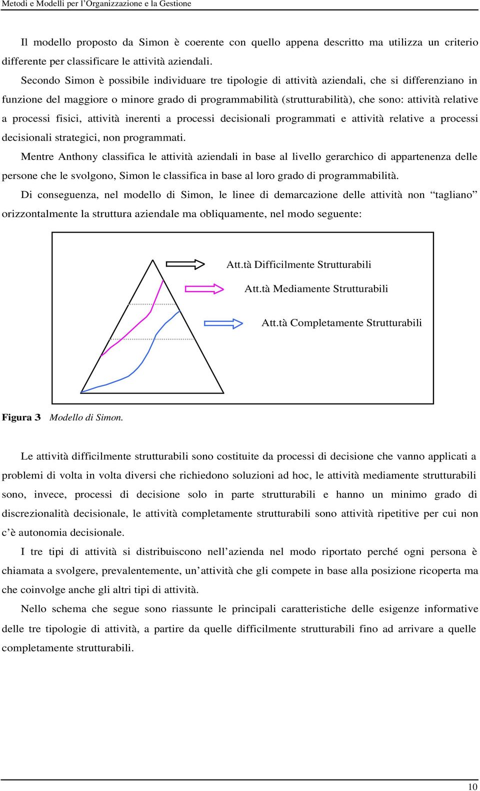 relative a processi fisici, attività inerenti a processi decisionali programmati e attività relative a processi decisionali strategici, non programmati.