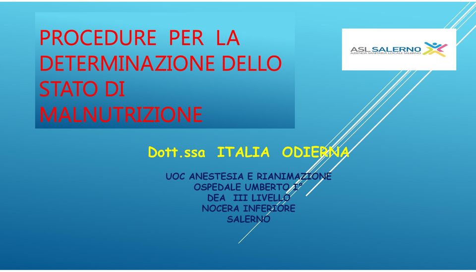 ssa ITALIA ODIERNA UOC ANESTESIA E