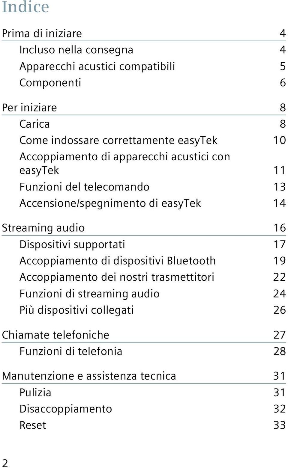 Streaming audio 16 Dispositivi supportati 17 Accoppiamento di dispositivi Bluetooth 19 Accoppiamento dei nostri trasmettitori 22 Funzioni di