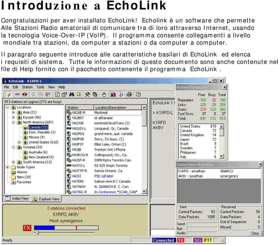 Voice-Over-IP (VoIP). Il programma consente collegamenti a livello mondiale tra stazioni, da computer a stazioni o da computer a computer.