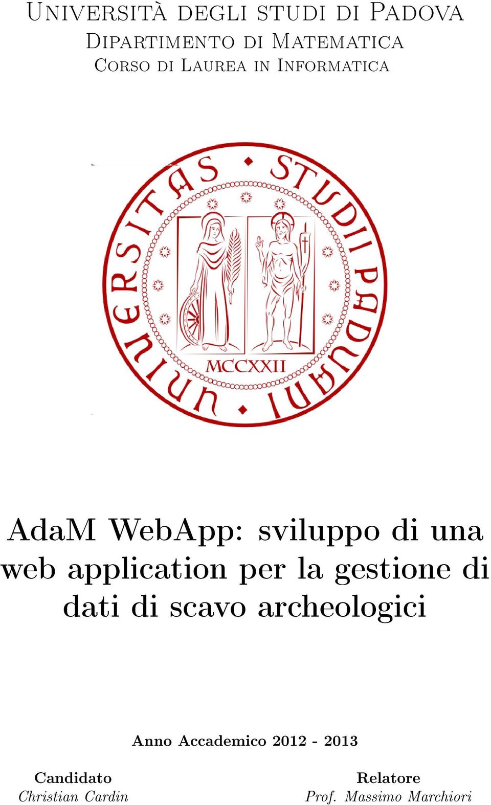 application per la gestione di dati di scavo archeologici Anno