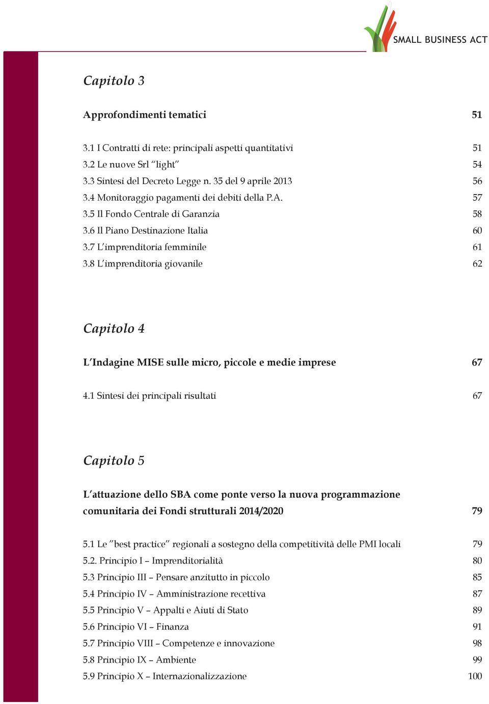 8 L imprenditoria giovanile 62 Capitolo 4 L Indagine MISE sulle micro, piccole e medie imprese 67 4.