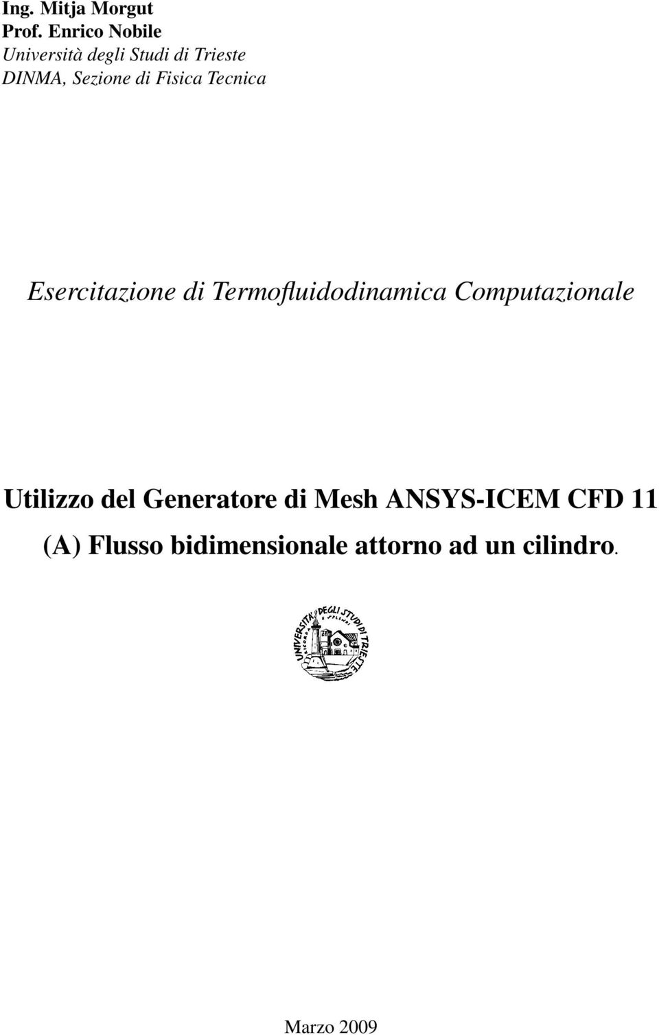 Fisica Tecnica Esercitazione di Termofluidodinamica Computazionale