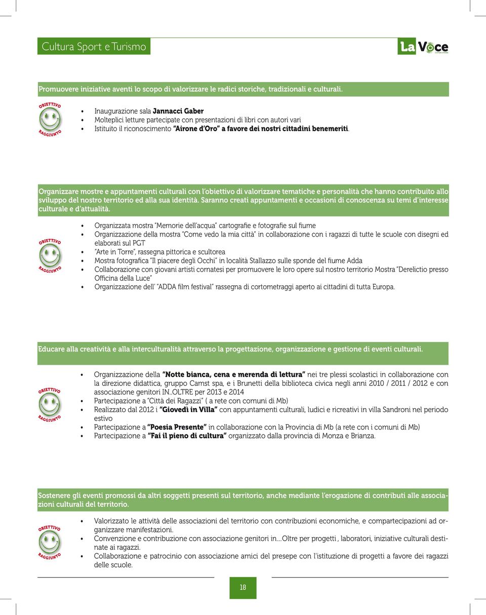 Organizzare mostre e appuntamenti culturali con l obiettivo di valorizzare tematiche e personalità che hanno contribuito allo sviluppo del nostro territorio ed alla sua identità.