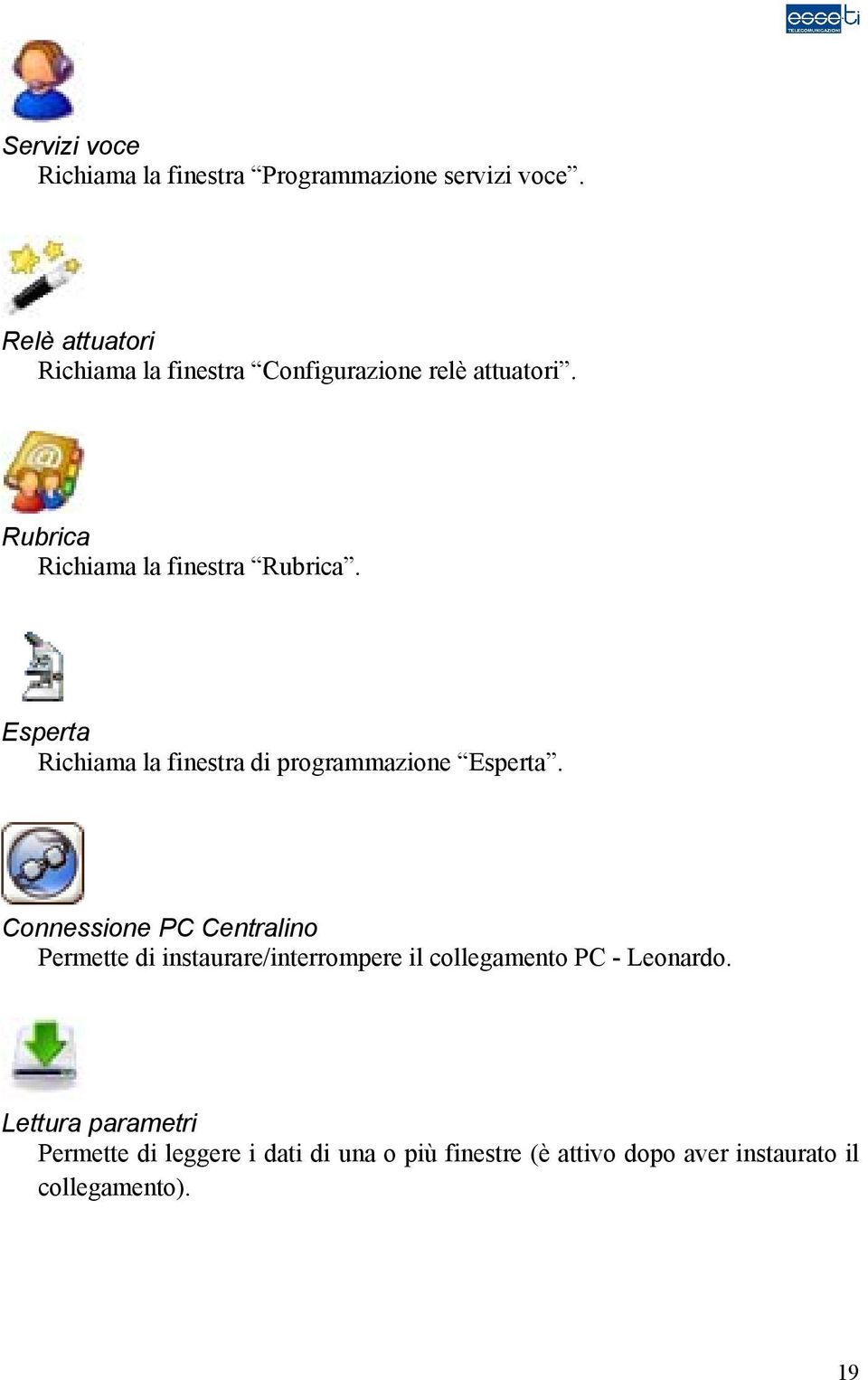 Esperta Richiama la finestra di programmazione Esperta.