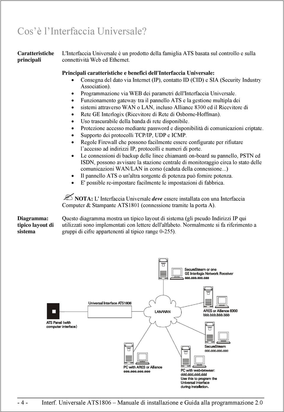 Programmazione via WEB dei parametri dell'interfaccia Universale.