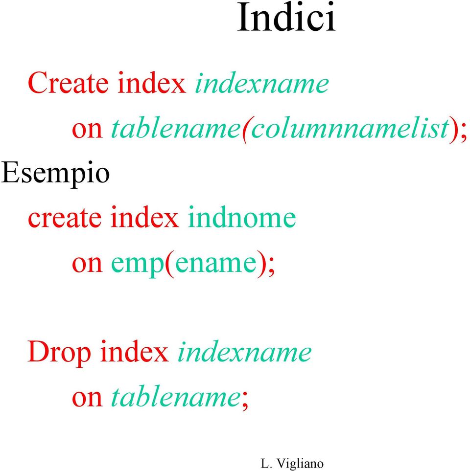 create index indnome on