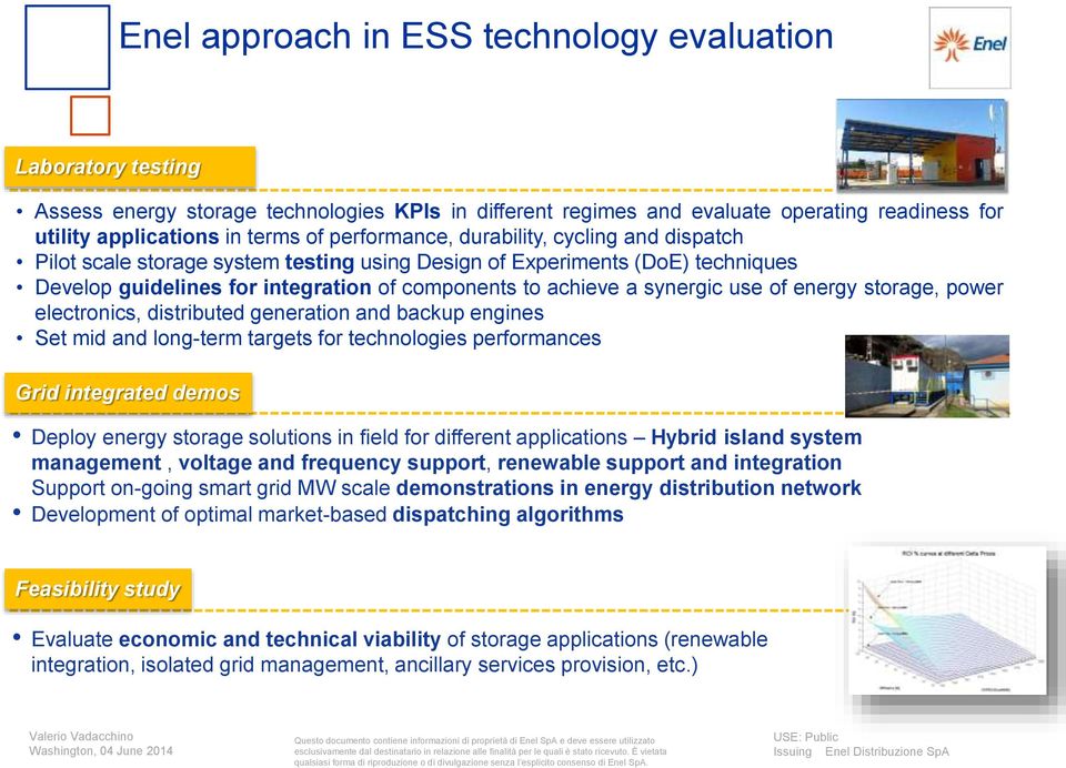 use of energy storage, power electronics, distributed generation and backup engines Set mid and long-term targets for technologies performances Grid integrated demos Deploy energy storage solutions