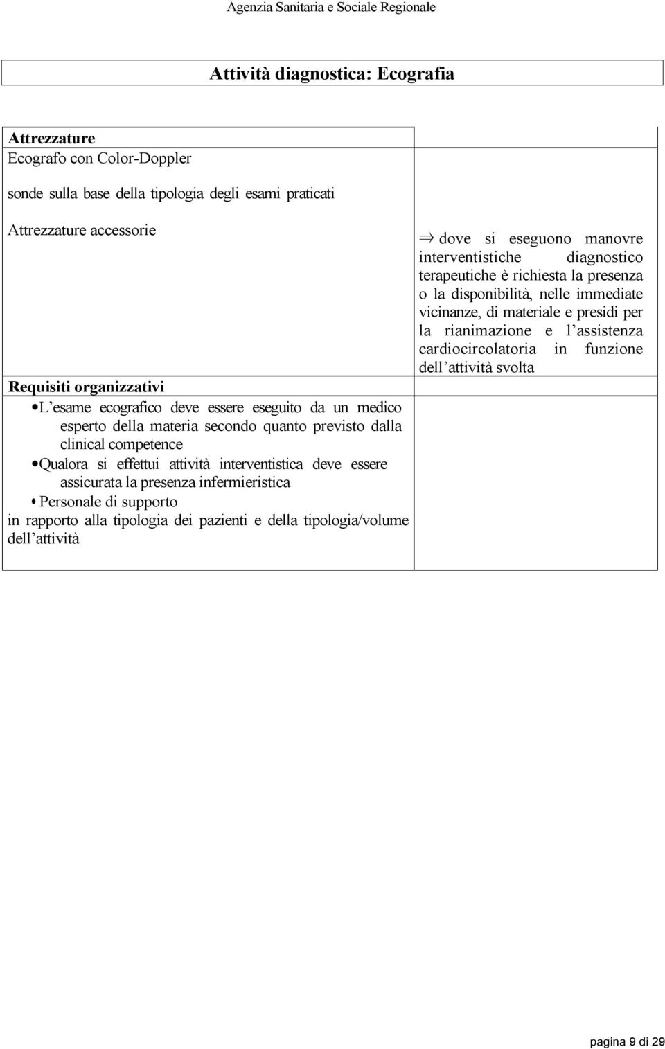 presenza infermieristica Personale di supporto in rapporto alla tipologia dei pazienti e della tipologia/volume dell attività dove si eseguono manovre interventistiche diagnostico