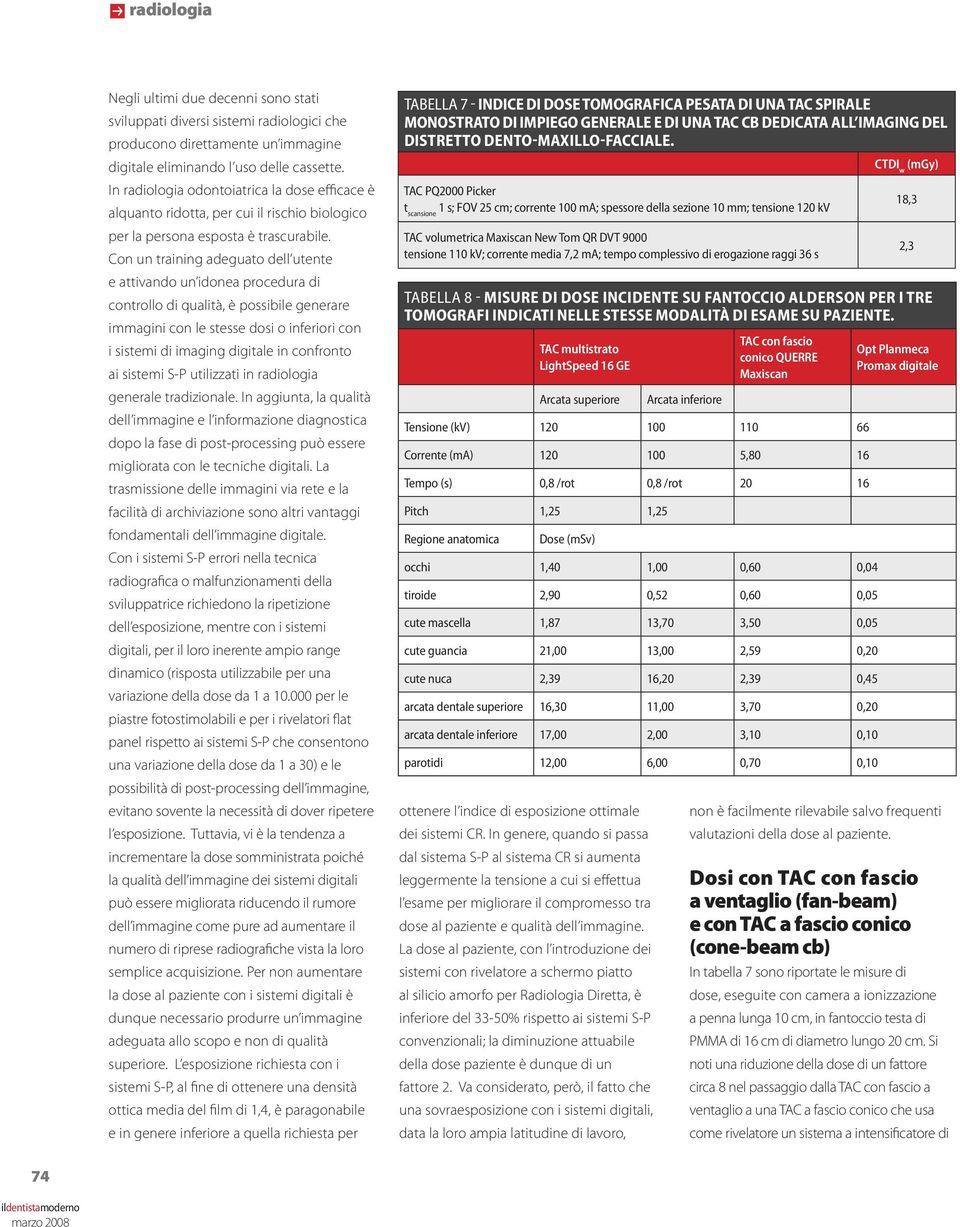 Con un training adeguato dell utente e attivando un idonea procedura di controllo di qualità, è possibile generare immagini con le stesse dosi o inferiori con i sistemi di imaging digitale in