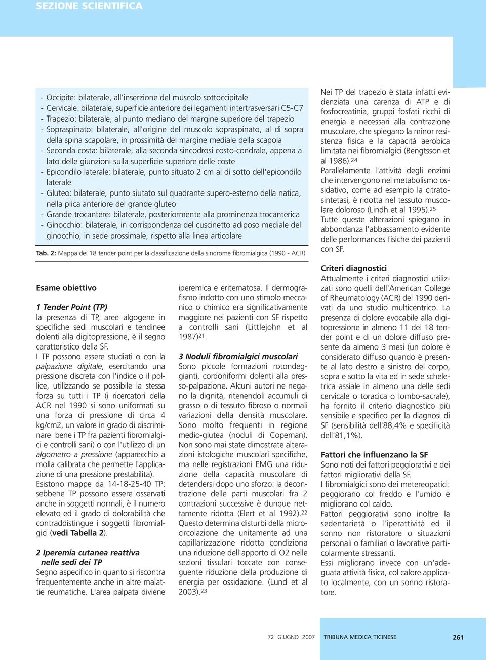 bilaterale, alla seconda sincodrosi costo-condrale, appena a lato delle giunzioni sulla superficie superiore delle coste - Epicondilo laterale: bilaterale, punto situato 2 cm al di sotto