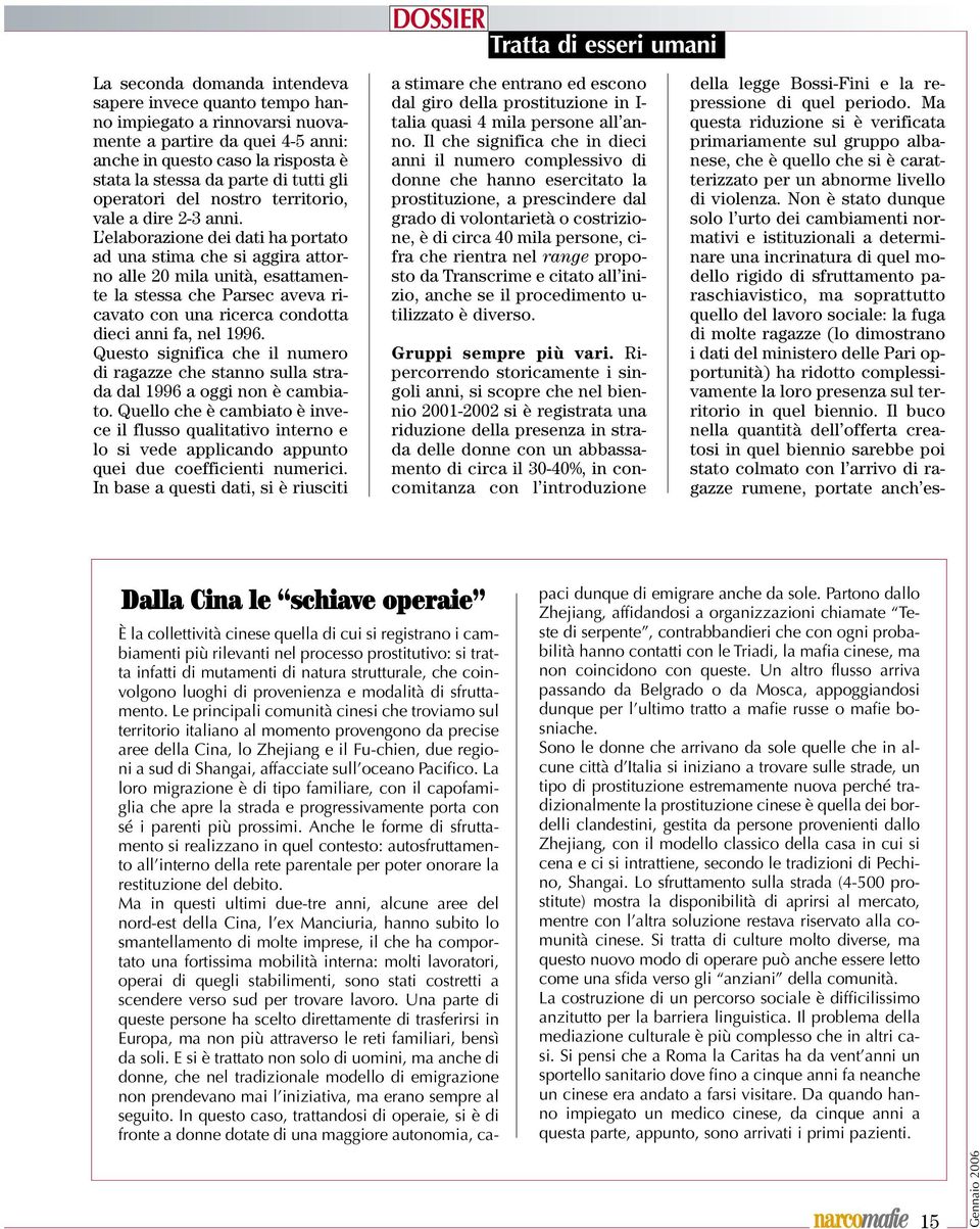 L elaborazione dei dati ha portato ad una stima che si aggira attorno alle 20 mila unità, esattamente la stessa che Parsec aveva ricavato con una ricerca condotta dieci anni fa, nel 1996.