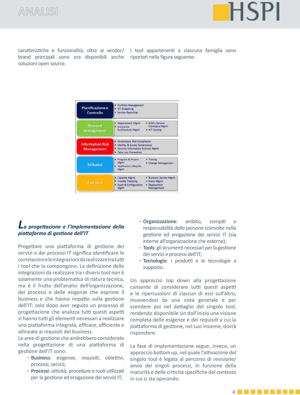 servizi e dei processi IT significa identificare le correlazioni e le integrazioni da realizzare tra tutti i tool che la compongono.