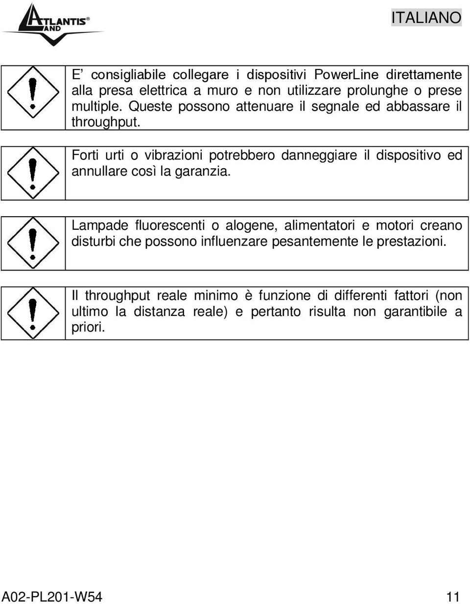 Forti urti o vibrazioni potrebbero danneggiare il dispositivo ed annullare così la garanzia.