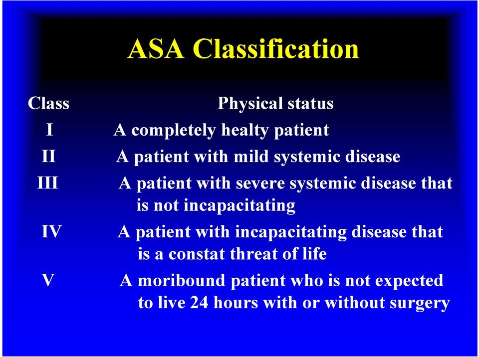 incapacitating IV A patient with incapacitating disease that is a constat threat of