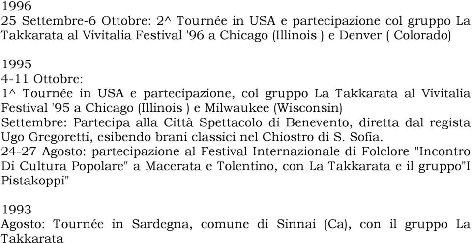 Spettacolo di Benevento, diretta dal regista Ugo Gregoretti, esibendo brani classici nel Chiostro di S. Sofia.