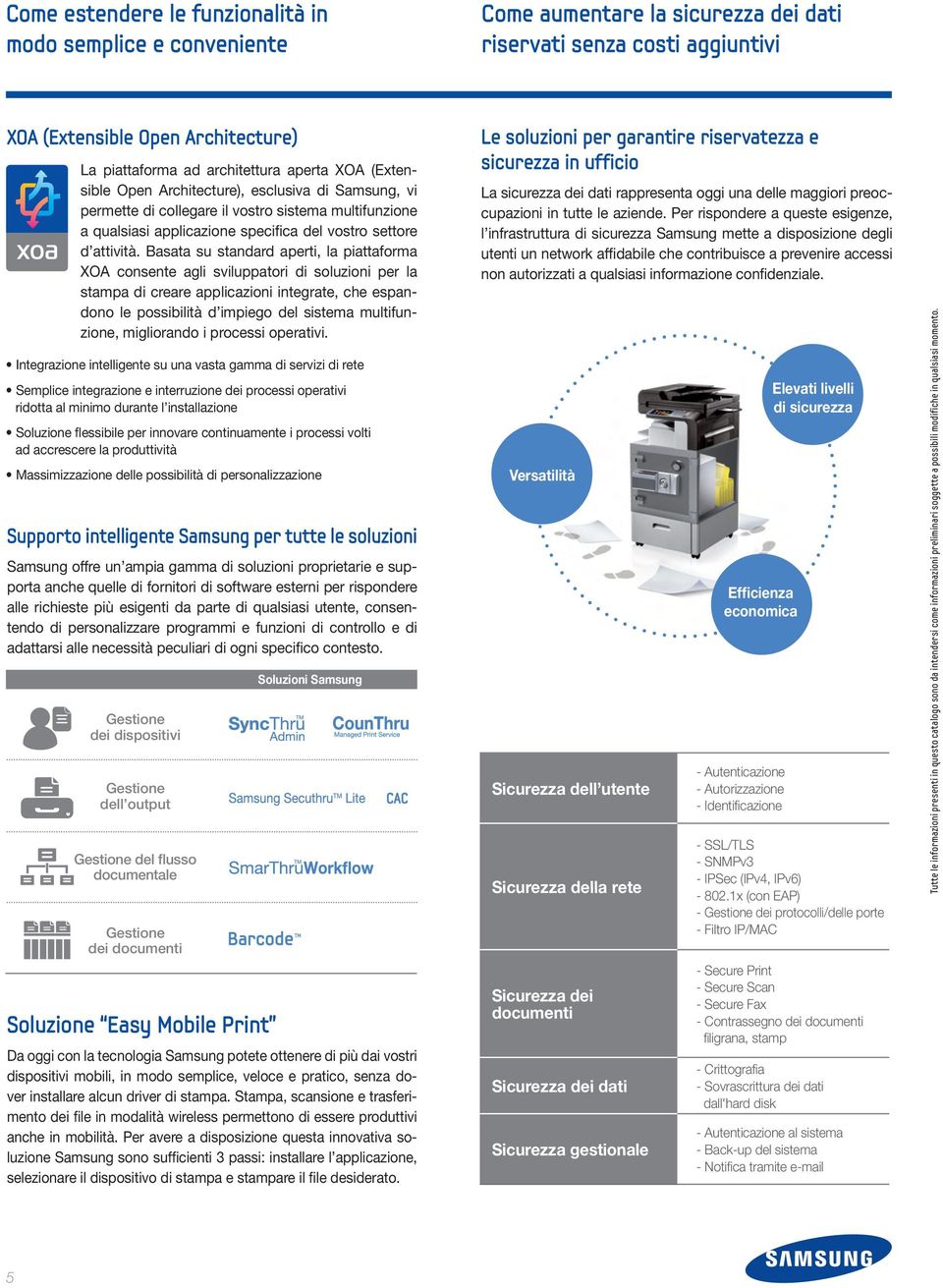 Basata su standard aperti, la piattaforma XOA consente agli sviluppatori di soluzioni per la stampa di creare applicazioni integrate, che espandono le possibilità d impiego del sistema multifunzione,