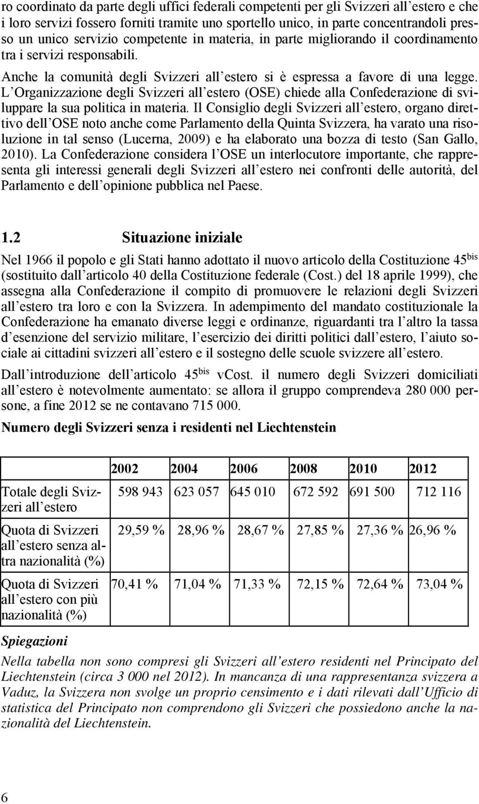 L Organizzazione degli Svizzeri all estero (OSE) chiede alla Confederazione di sviluppare la sua politica in materia.