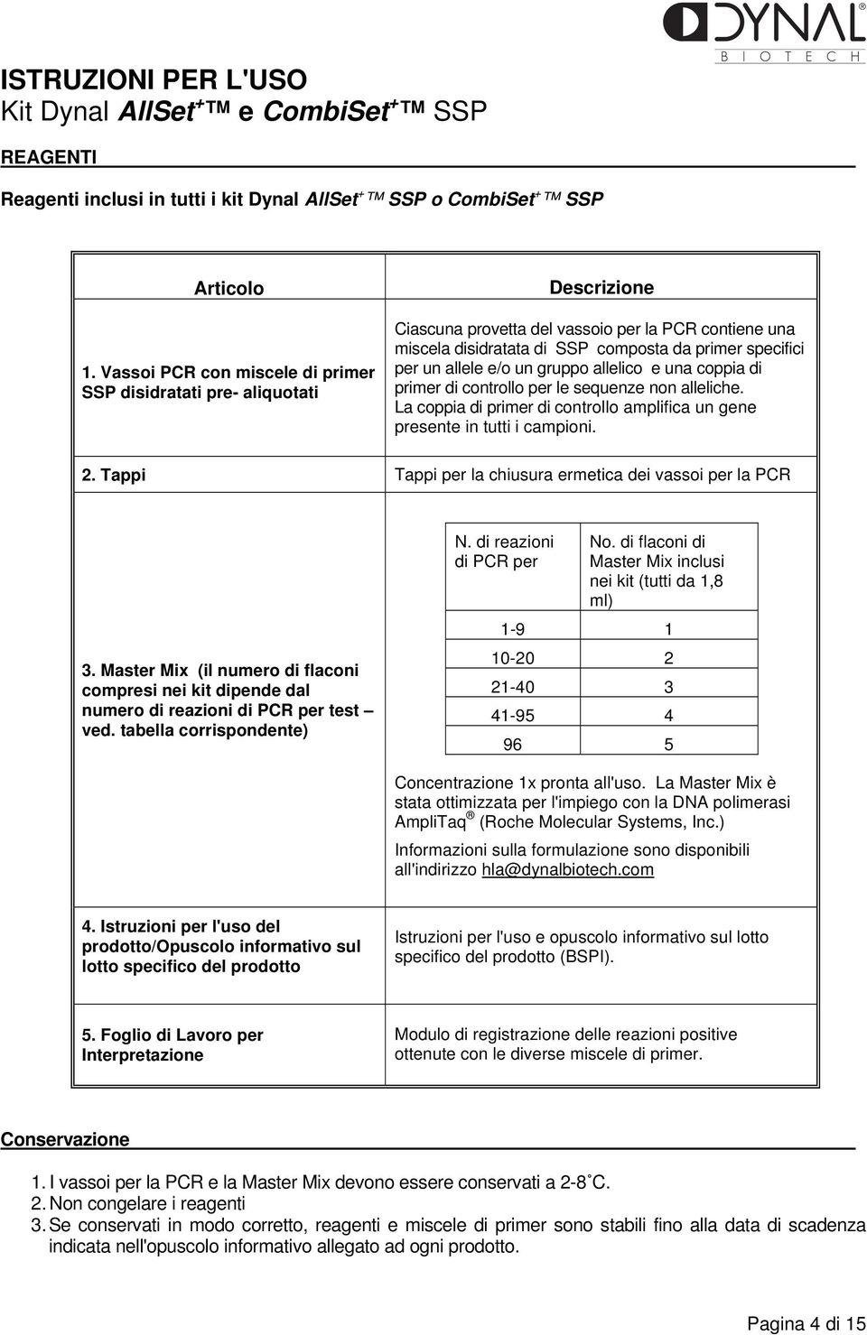 allele e/o un gruppo allelico e una coppia di primer di controllo per le sequenze non alleliche. La coppia di primer di controllo amplifica un gene presente in tutti i campioni. 2.