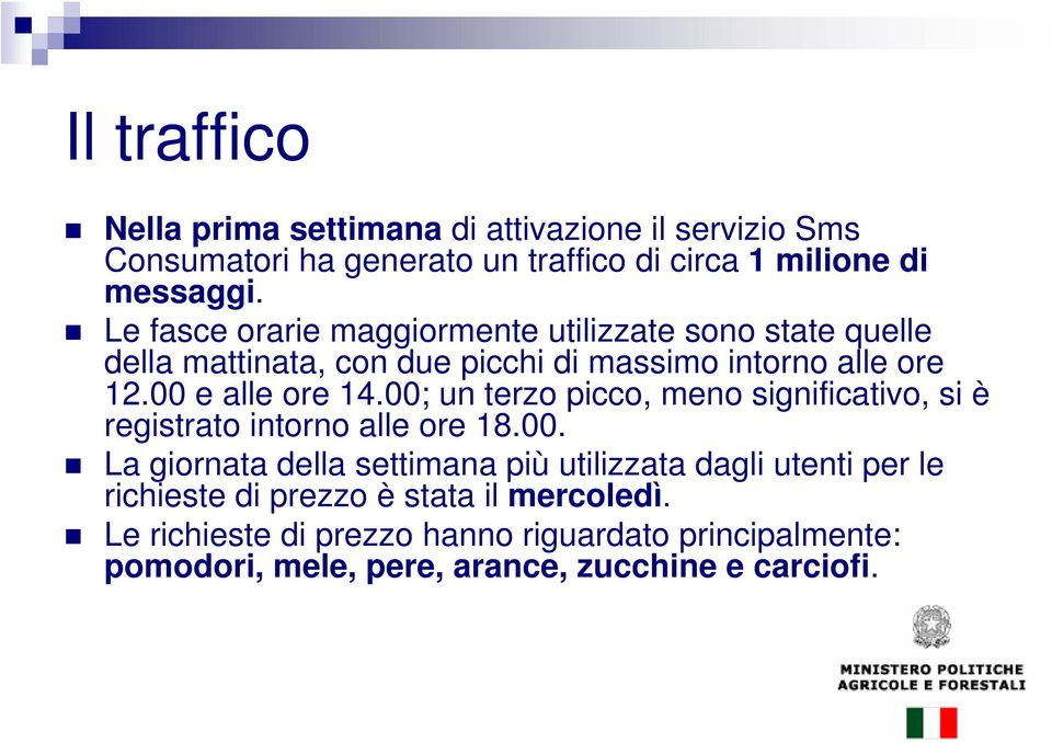 00; un terzo picco, meno significativo, si è registrato intorno alle ore 18.00. La giornata della settimana più utilizzata dagli utenti per le richieste di prezzo è stata il mercoledì.