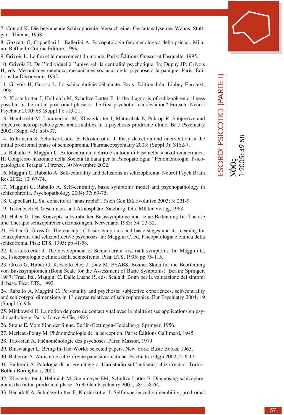 De l individuel à l universel: la centralité psychotique. In: Dupuy JP, Grivois H, eds. Mécanismes mentaux, mécanismes sociaux: de la psychose à la panique. Paris: Éditions La Découverte, 1995. 11.